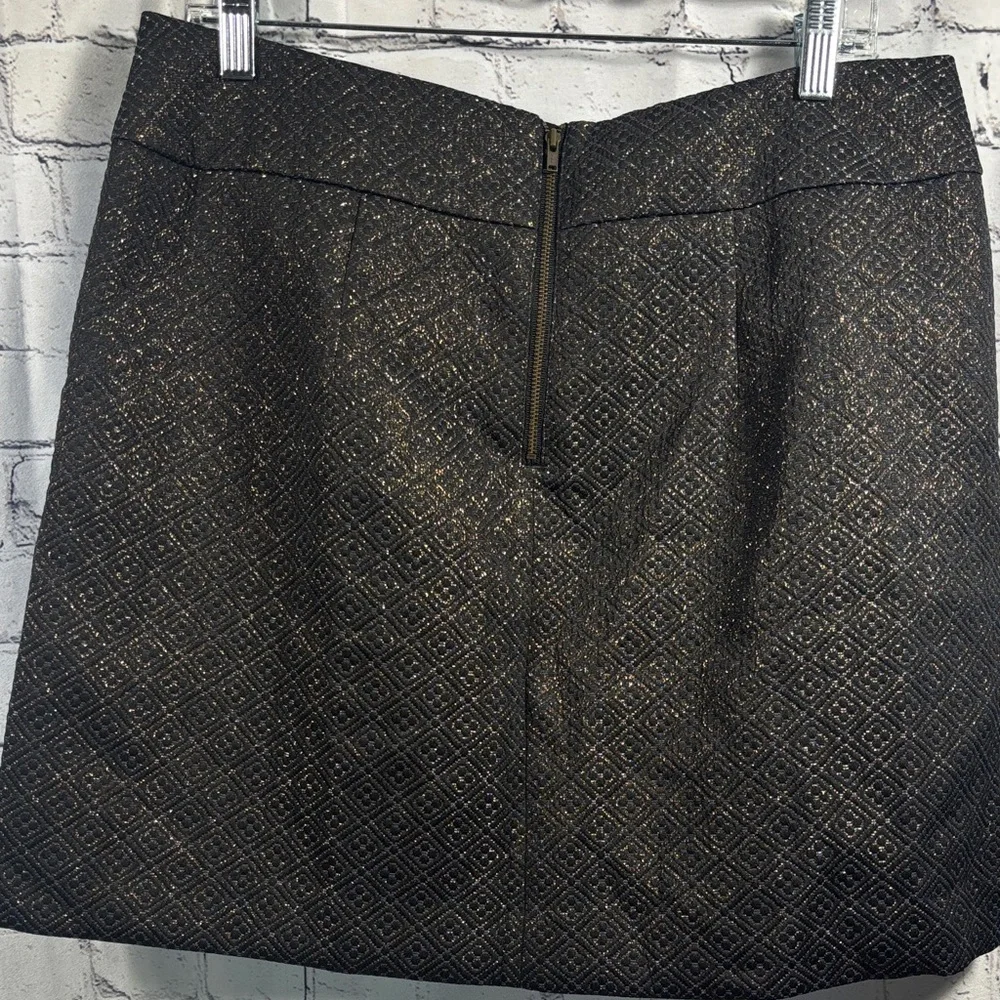 LOFT Elegant Black and Gold Patterned Mini Skirt